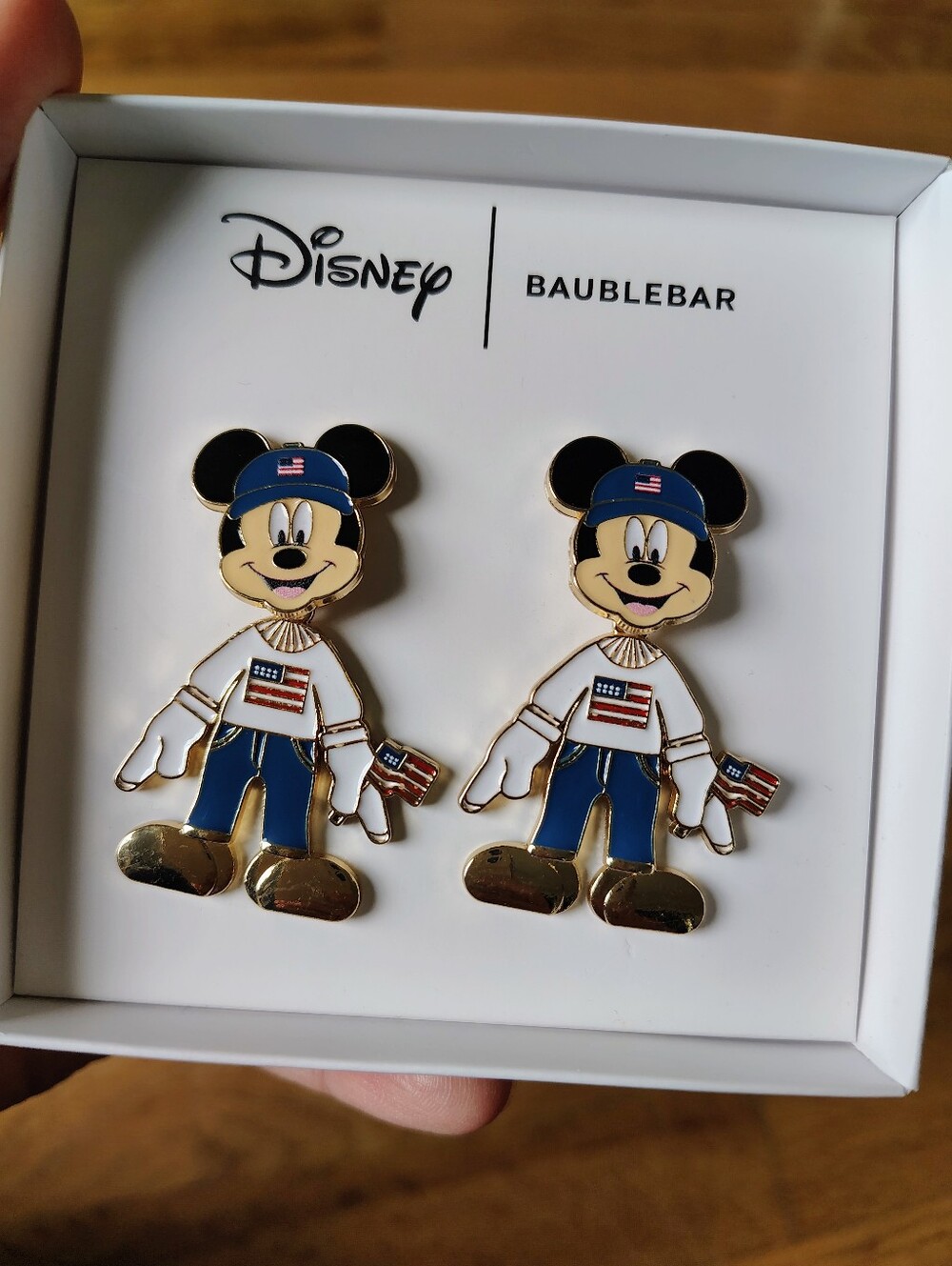 Disney x BaubleBar Mickey Mouse Patriotic Americana Drop Earrings NIB